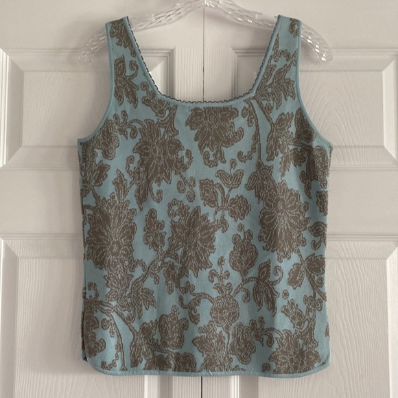 Sigrid Olsen Collection Aqua and Taupe Silk Blend Sweater Set - Size Medium - Picture 10 of 16